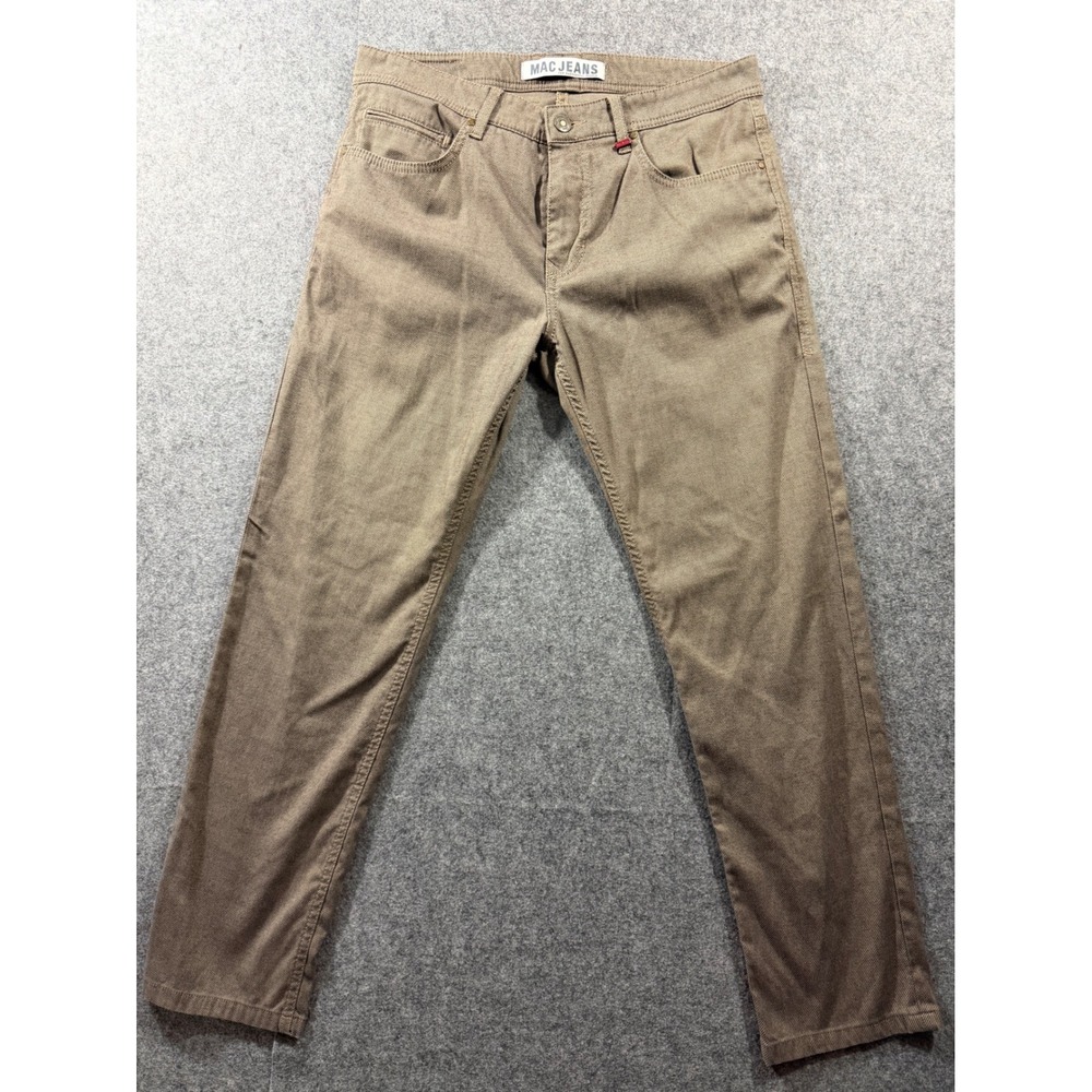 MAC Jeans Arne Mens 34x32 Brown Slim Fit Twill Pants Modern Fit Stretch Pants